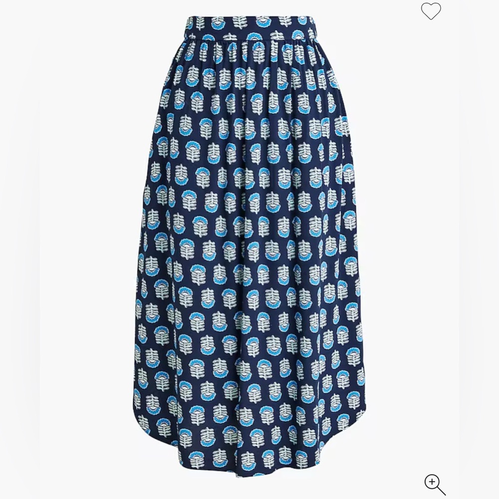Block Print Midi Skirt with Flounce Hem